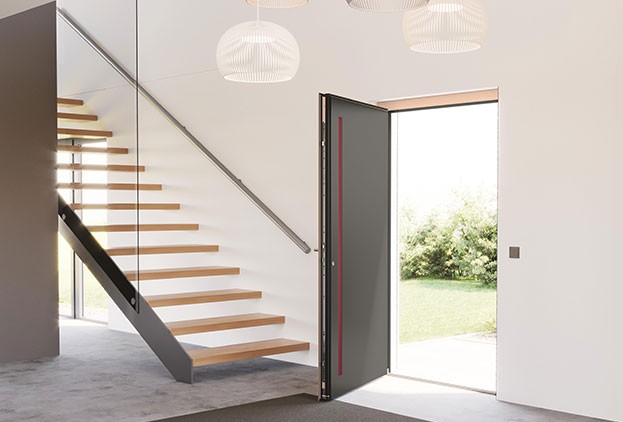 Porta d'ingresso in alluminio - Porta d'ingresso aperta vista interna