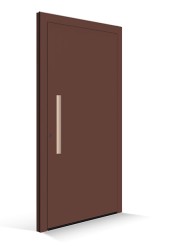 Le Corbusierovy vchodové dveře - dveřní výplň terre sienne brulee - lišta na kliku terre sienne pale