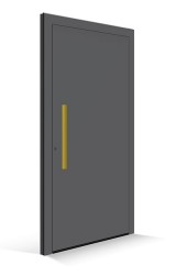 Le Corbusierovy vchodové dveře - výplň dveří gris fonce 31 - lišta kliky vert olive vif