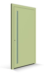 Le Corbusierovy vchodové dveře - výplň dveří vert jaunce clair - lišta kliky vert anglais clair