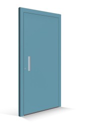 Le Corbusier vchodové dveře - dveřní výplň ceruleen vif - lišta kliky outremer pale