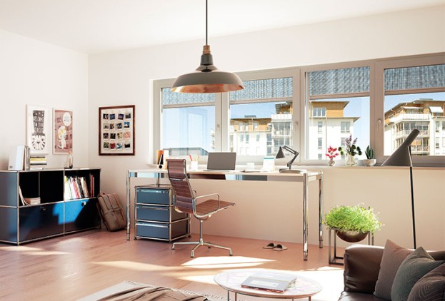 Zipscreen-Buero mit Textilscreens