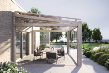 Wohnhaus mit Ueberdachung und Steinfassade